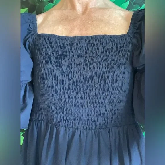 🌿 NWT Cottagecore Navy Milkmaid Midi Dress – Size M - Picture 7 of 11